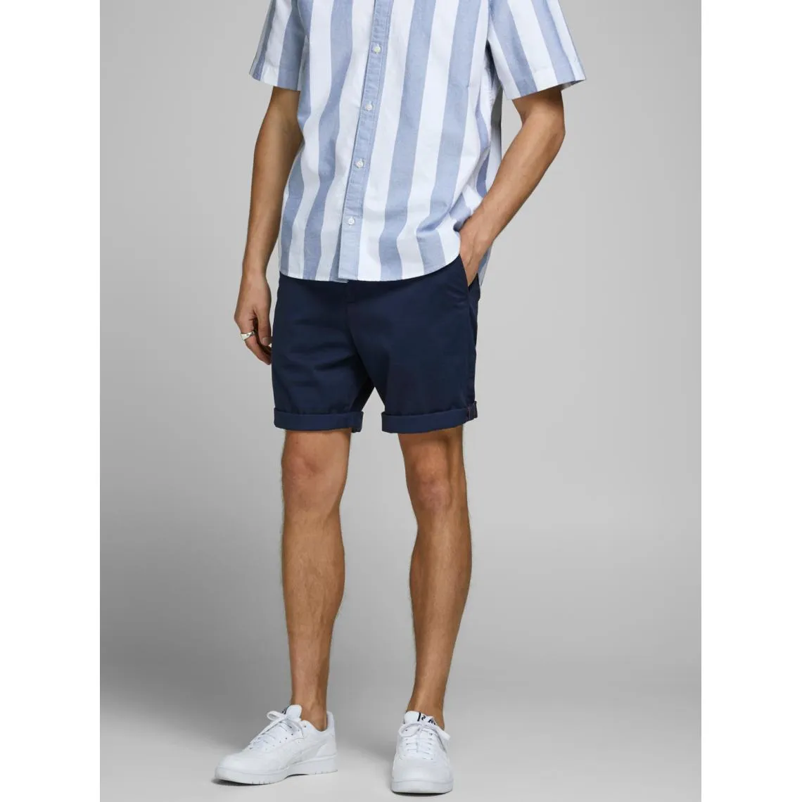 Short chino homme marine en coton | 3 Suisses