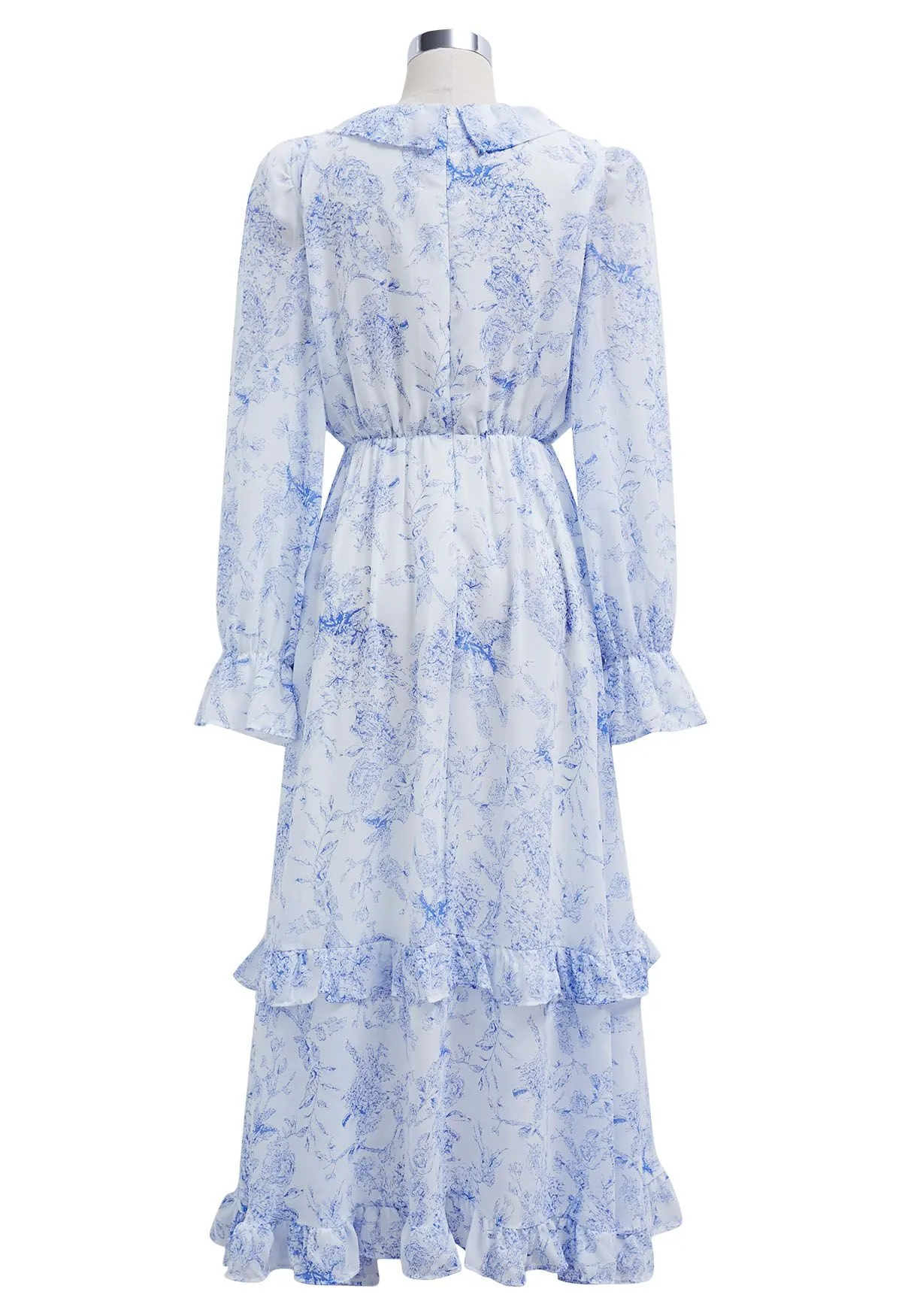 Spring Delight - Robe mi-longue en mousseline à volants, bleu bébé