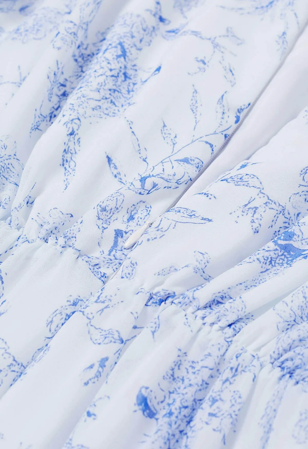 Spring Delight - Robe mi-longue en mousseline à volants, bleu bébé