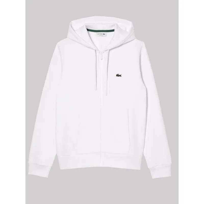 Sweat à capuche zippé uni cap blanc homme - Lacoste | wimod