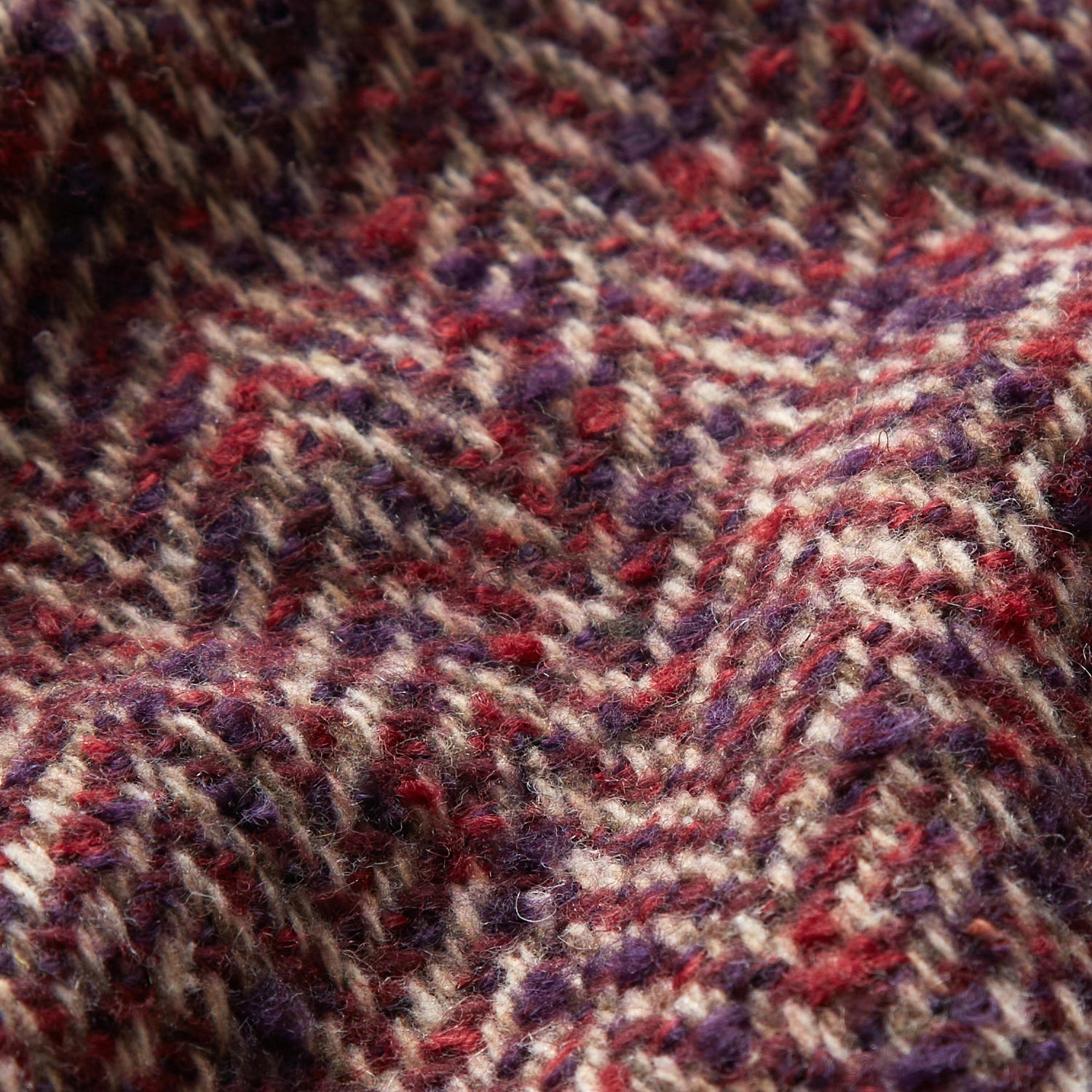Tissu pour manteau en laine mélangée à gros chevrons – beige/rouge bordeaux