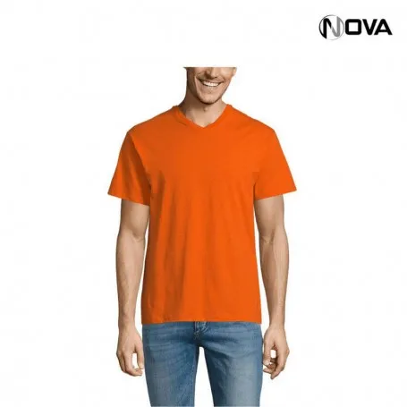 Tshirt Uni SOLS Coton Premium Col V Orange TSH439