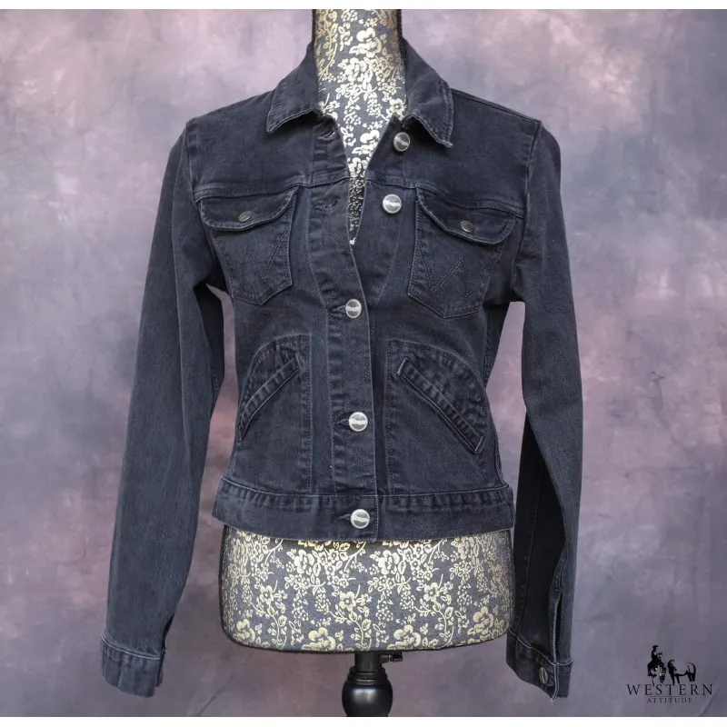 VESTE DENIM USED BLACK WRANGLER