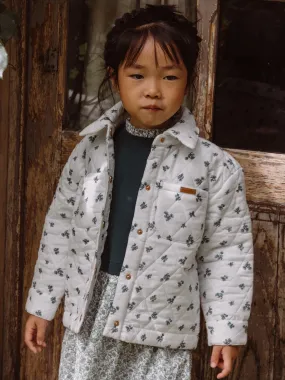 Veste matelassée écrue à imprimé fleuri